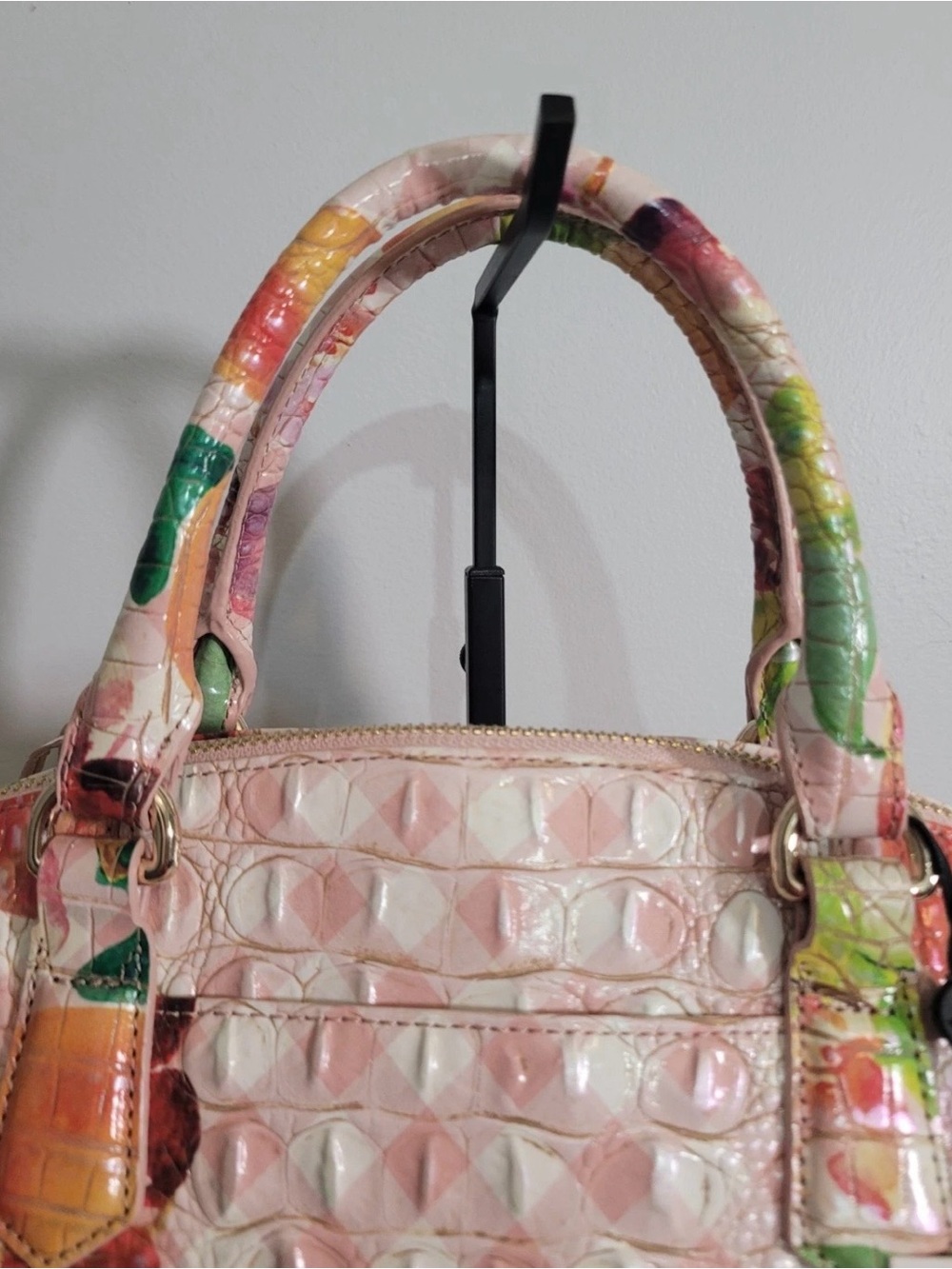 Brahmin Large Duxbury Satchel Fruit Salad Ombre Melbourne Leather Handbag NWT - Picture 9 of 16